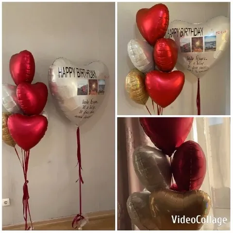 Heart-Shaped Balloons Against Plain Wall