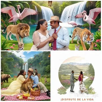 Couple Picnic with Exotic Animals
