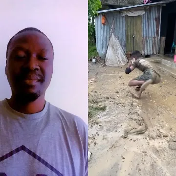Person Jumping in Muddy Area