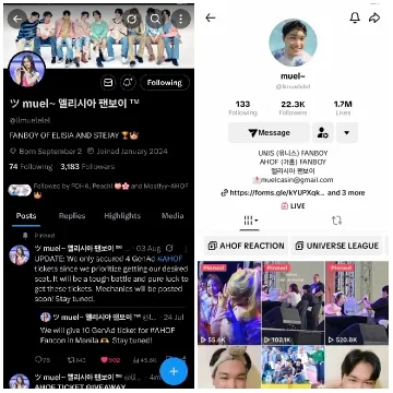 Social Media Profiles Side by Side