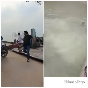 Man Walking by Parked Motorcycles