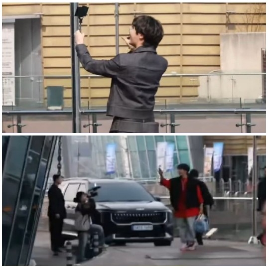 Selfie and Busy Street Scene