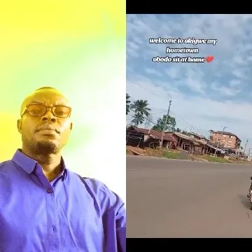Man in Blue Shirt, Yellow Background