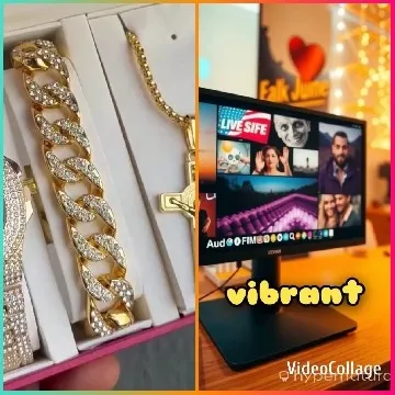 Gold Jewelry and Vibrant Monitor