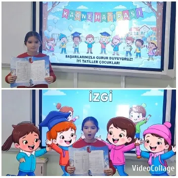 Girl with Report Card Celebration