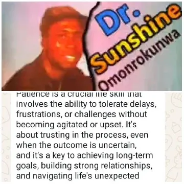 Dr. Sunshine Talks About Patience