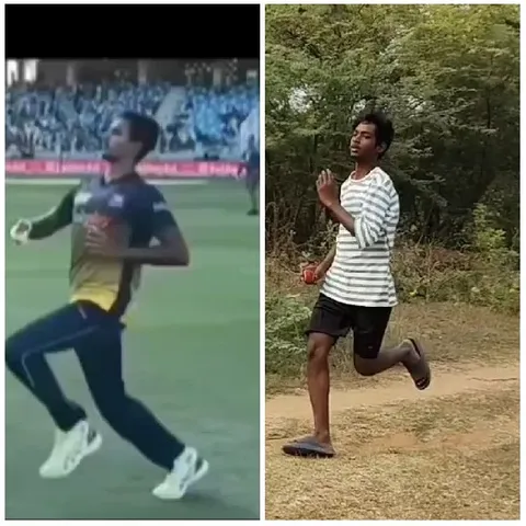 Cricket Players in Motion