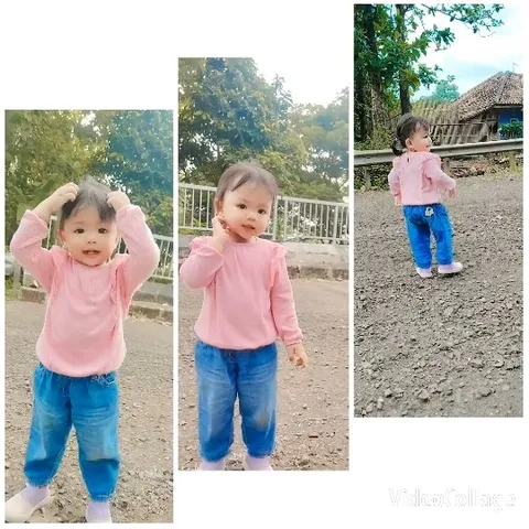 Child Playing Outdoors in Three Poses