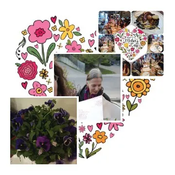 Celebratory Scene with Food and Flowers