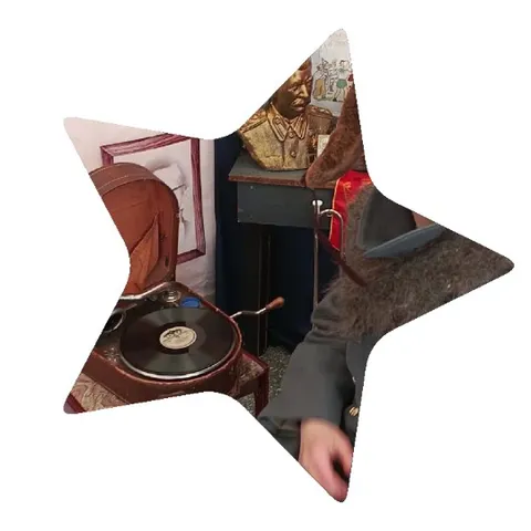 Vintage Scene with Gramophone Cutout