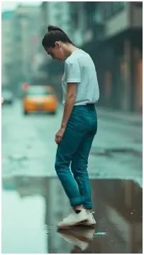 Walking Alone on Wet Street