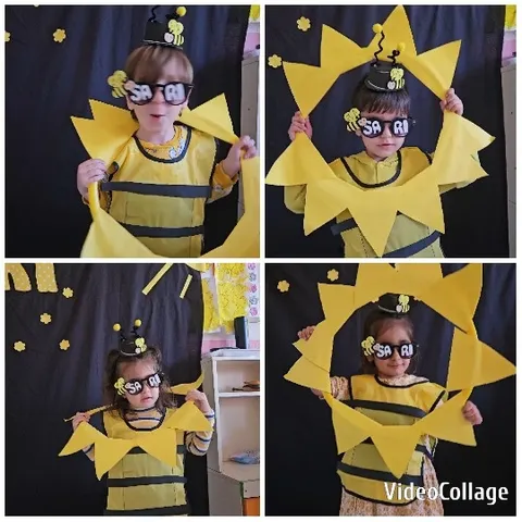 Child in Bee Costume with Sun Frame