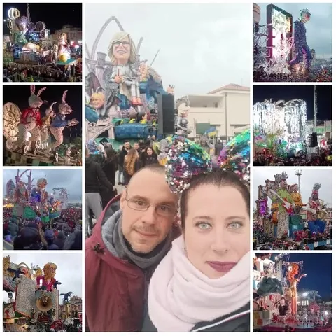 Festival Scene with Colorful Floats