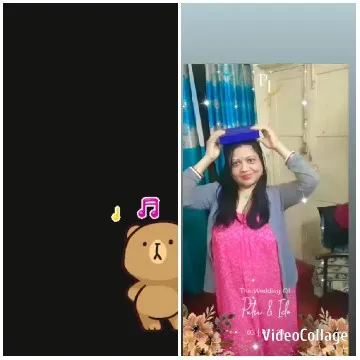 Cartoon Bear and Smiling Woman