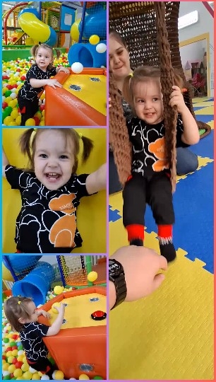 Child Playing in Colorful Play Area