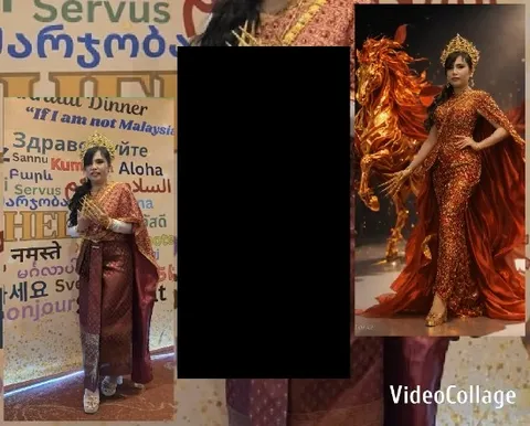 Women in Traditional Attire and Backdrop