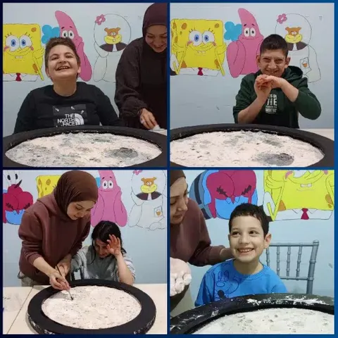 Kids Baking with Colorful Background