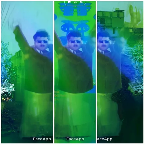 Person Outdoors with Graphic Elements