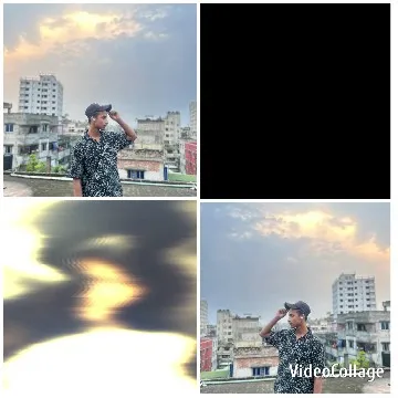 Person on Rooftop with Urban Skyline