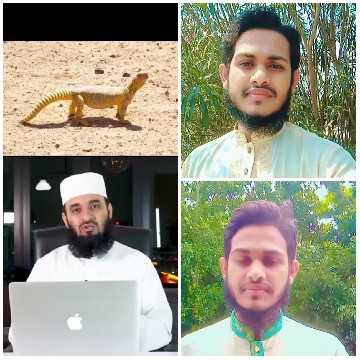 Lizard and Men in Traditional Attire