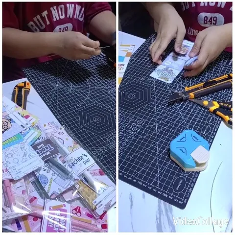 Crafting Paper Items on Cutting Mat