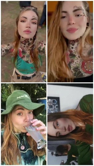 Woman with Tattoos in Various Outfits