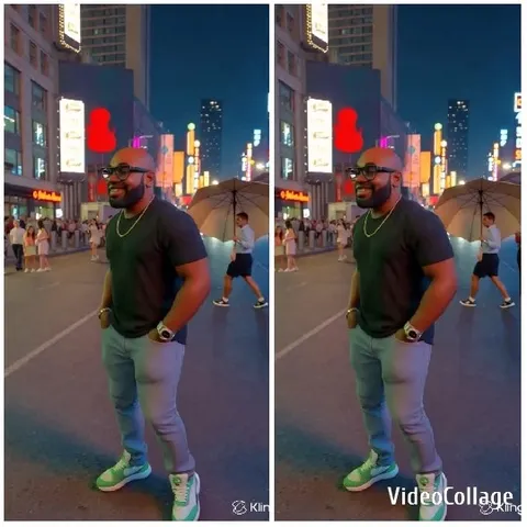 Person on Busy City Street at Night