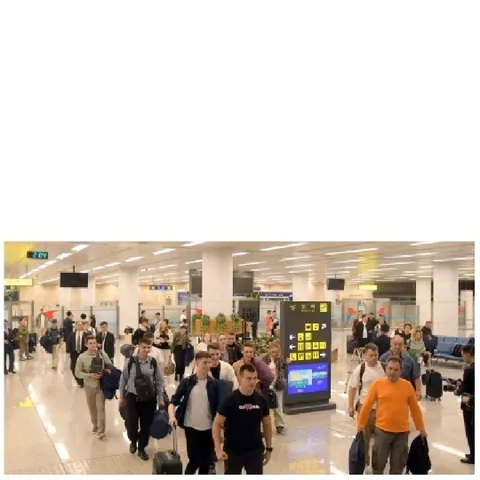 Busy Airport Terminal Scene
