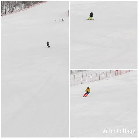 Skiing Down Snowy Slopes
