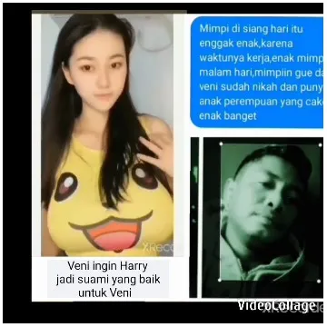 Woman in Yellow Shirt and Chat Screenshot