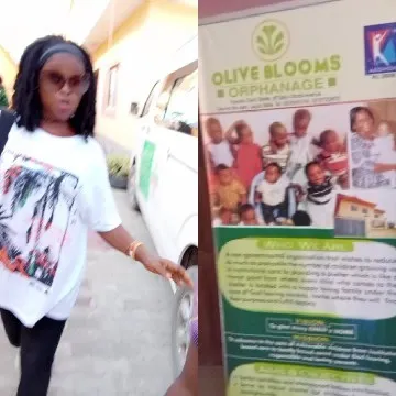 Person Walking by Orphanage Sign