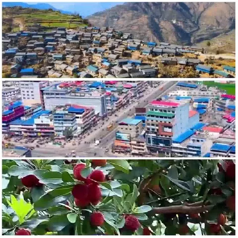 Mountain Village and Cityscape View