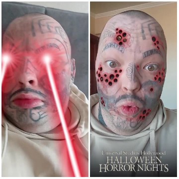 Person with Digital Effects and Text