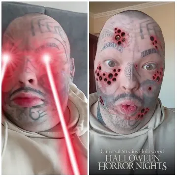 Person with Digital Effects and Text