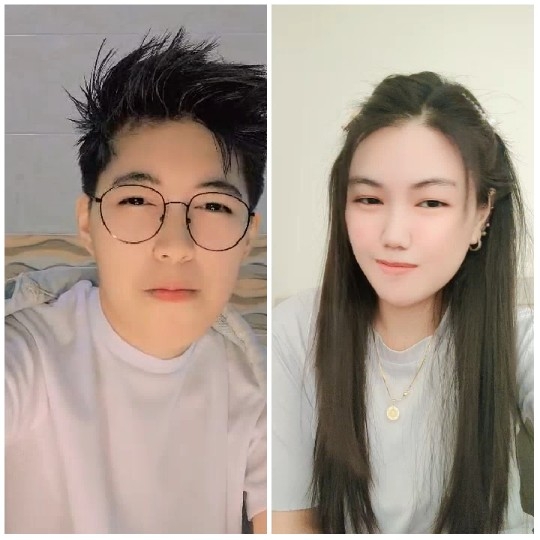 Two People in White Shirts