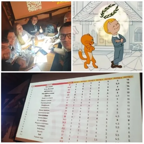 Group at Table and Animated Scene