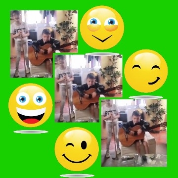 Guitar Player Surrounded by Emojis