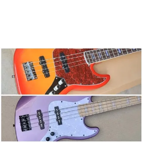 Two Electric Bass Guitars Displayed