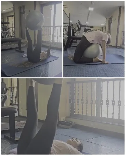 Stretching with Exercise Ball