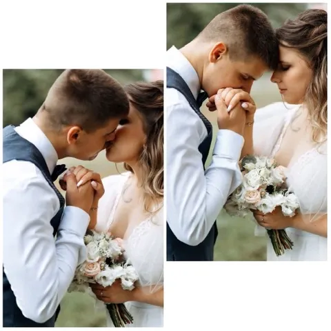 Couple Kissing in Wedding Attire