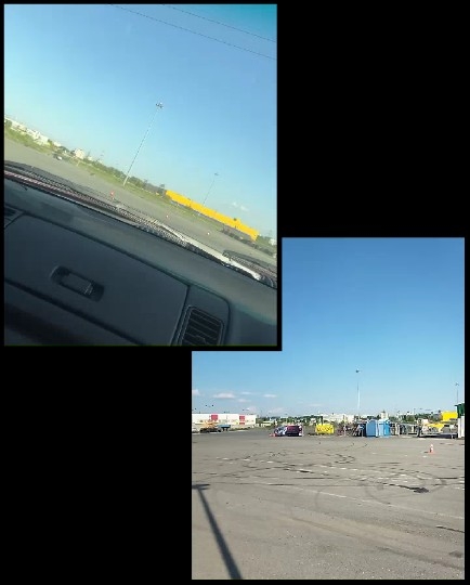 Vehicle Interior and Parking Lot View