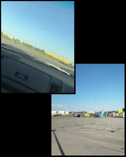 Vehicle Interior and Parking Lot View