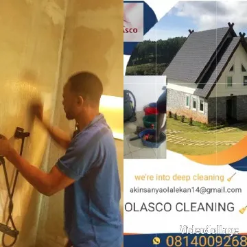 Cleaning Wall with Service Advertisement