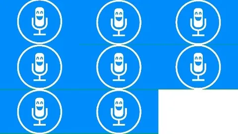 Microphone Icons on Blue Background