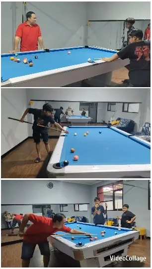 Casual Players Enjoying Billiards Game