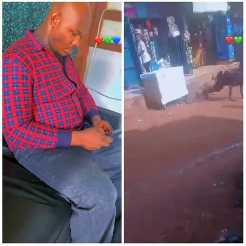 Man Using Phone on Black Couch