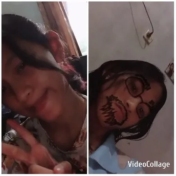 Smiling Person with Artistic Face Drawings