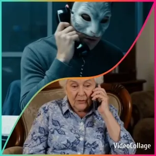 Masked Person on Phone with Elderly