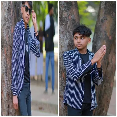 Young Person Outdoors with Trees