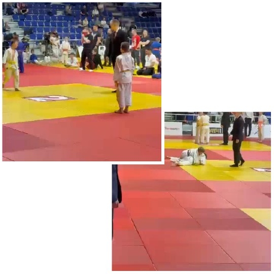 Children Competing in Judo Match